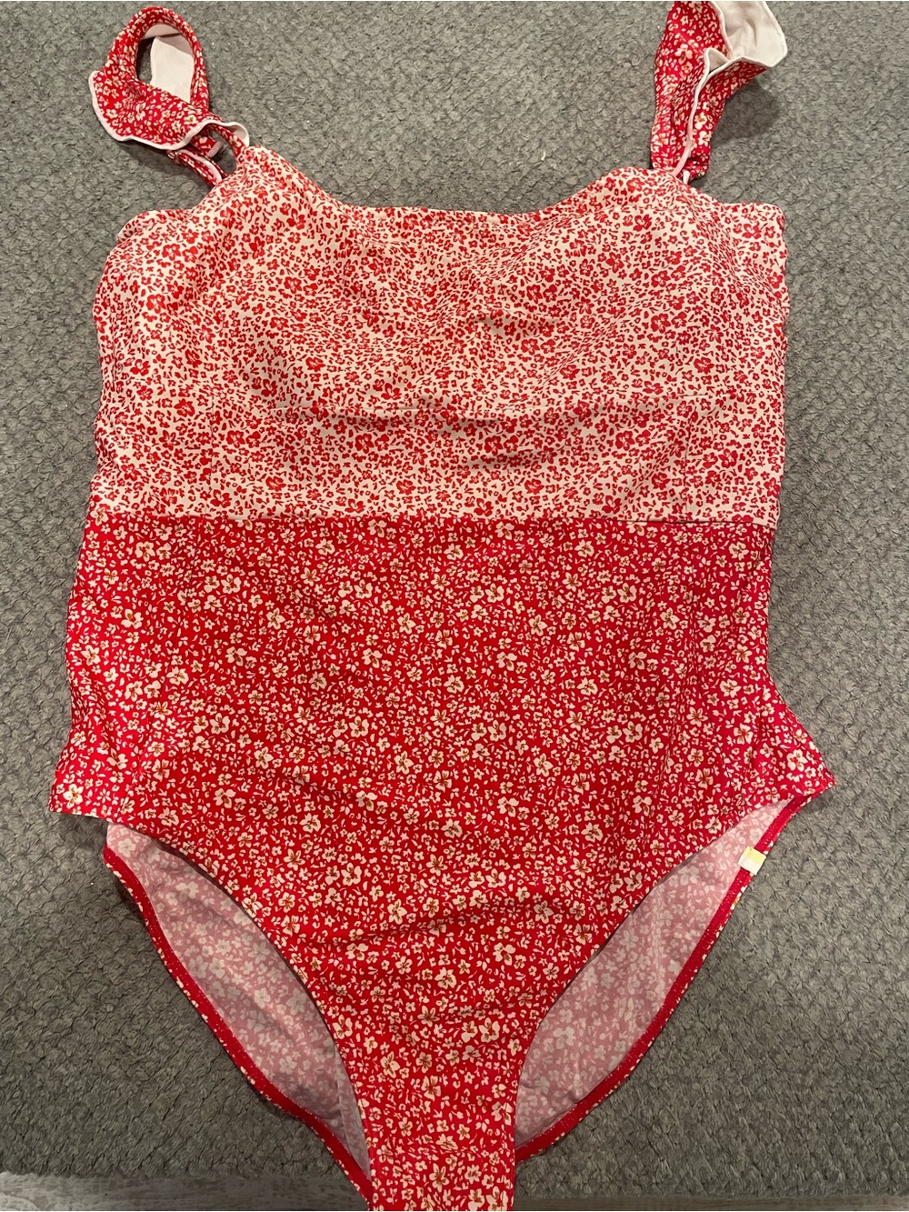Summersalt Brand Women's size 20 Ruffle Oasis One Piece Red White Floral Print